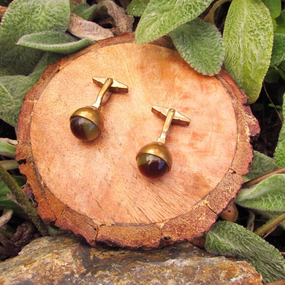 Art Deco Cufflinks | Brass Cufflinks | Antique Cufflinks | Mens Formalwear - Picture 2 of 10